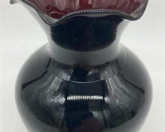 Vintage black amethyst ruffle top vase