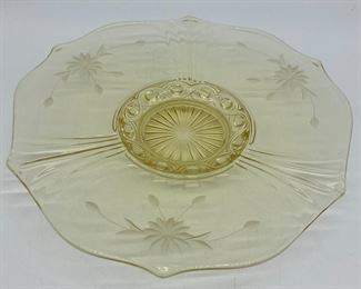 Vintage Standard Glass "Pauline Topaz" footed plate