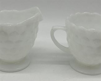 Vintage Anchor Hocking Bubbie milk glass sugar and creamer set