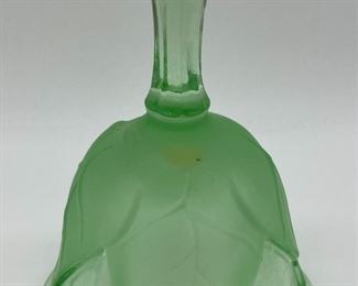 Vintage Viking Glass green bell satin leaf design