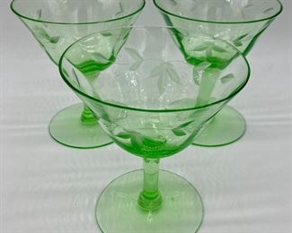 Vintage Tiffin-Franciscan uranium cocktail glasses (set of three)