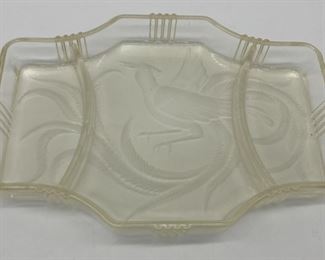 Vintage McKee Glass "Birds of Paradise" divided tray