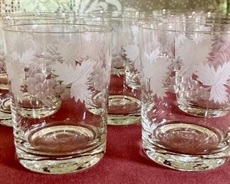 Etched crystal Old Fashioned glasses - 2 sets of six