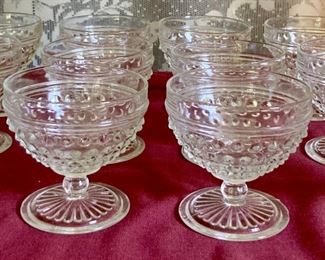 Vintage Anchor Hockinng "Hobnail" 1934-1936 tall sherbert glasses - two sets of six