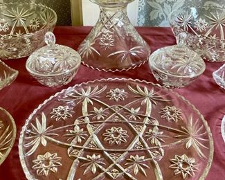 Assorted vintage press cut glass