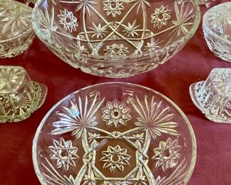 Assorted vintage press cut glass