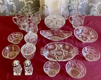 Assorted vintage press cut glass