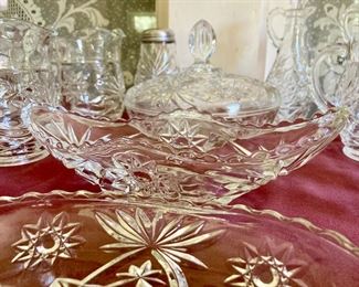 Assorted vintage press cut glass