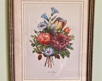 Framed TL Prevost floral bouquet