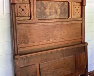Antique carved wood bed frame