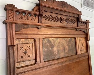 Antique carved wood bed frame