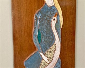 Harris G. Strong mid-century Lady with Goose tile art