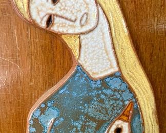 Harris G. Strong mid-century Lady with Goose tile art