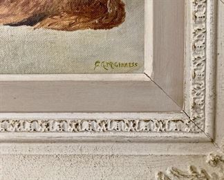 Framed GA McGinness Howling Dog painting