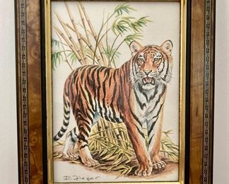 Framed Ohne Sorge tiger print