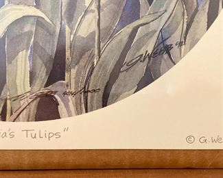 Mia's Tulips by G. Webb 1992 unframed print