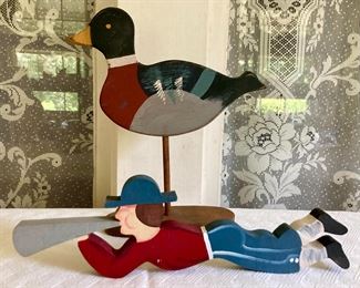 Vintage painted wood carvings