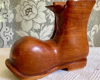 Vintage wooden boot carving