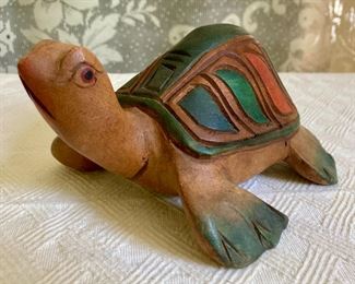 Vintage painted wood carvings