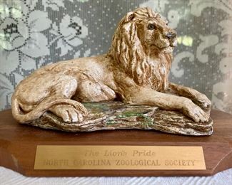 NC Zoological Society lion statuette