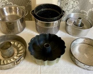 Assorted baking pans, bundt pans, steamers, pots