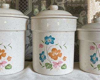 Floral dry goods canisters - set of three