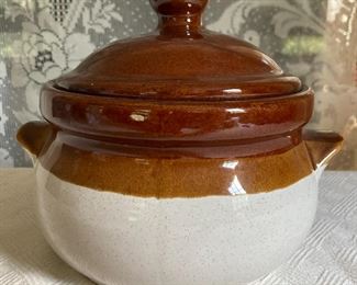 Vintage large bean pot with lid