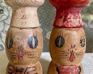 Vintage wood salt and pepper shakers