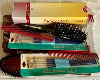 Assorted brushes, picks and combs