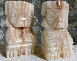 Marble Aztec bookends