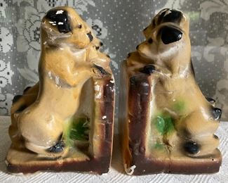 Vintage chalkware dog bookends