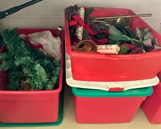 Vintage Christmas decorations including artificial greenery, wreath making supplies, outdoor decorations and much more