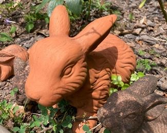 Terra Cotta rabbit lawn ornament