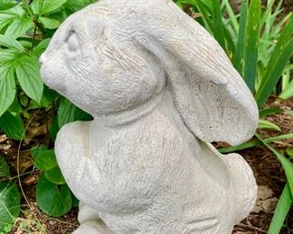 Resin grey rabbit lawn ornament