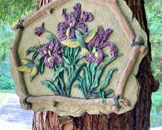 Purple iris resin hanging panel