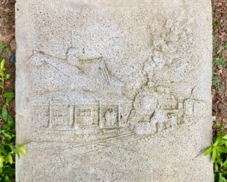 Locomotive and train station stepping stone