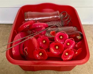 Assorted hummingbird feeders
