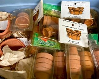 Assorted small and miniature clay pots