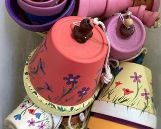 Painted terra cotta pot windchimes