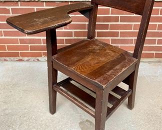 Vintage wood school chair with desk