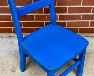 Antique painted blue children's chair