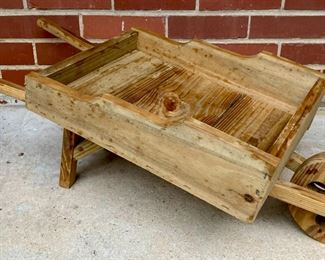 Decorative wooden wheel barrow