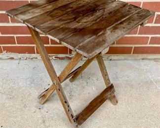Vintage folding wood slat table