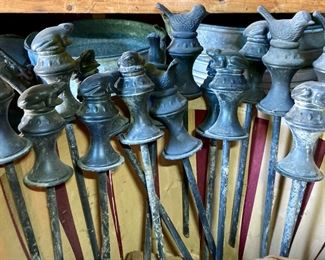 Assorted decorative garden stakes