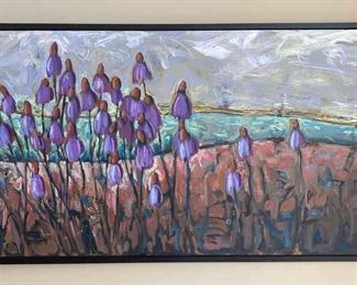 Purple Coneflowers Landscape Original Painting By Jill Van Sickle 