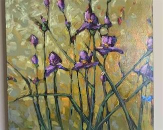 Bearded Irises Original Painting 2014 By Jill Van Sickle 