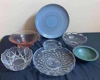 Collection Of Glassware Trays And Bowls 
