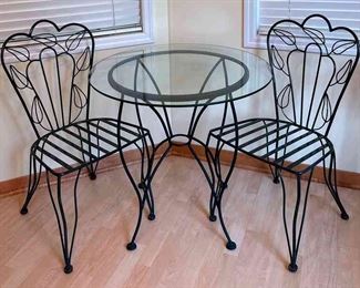 Metal And Glass Cafe Table And Chairs