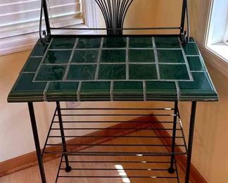 Metal Bakers Rack With Emerald Green Tile
