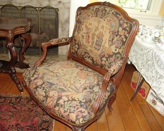 antique French chair with original tapestry upholstery from the Annesdale mansion